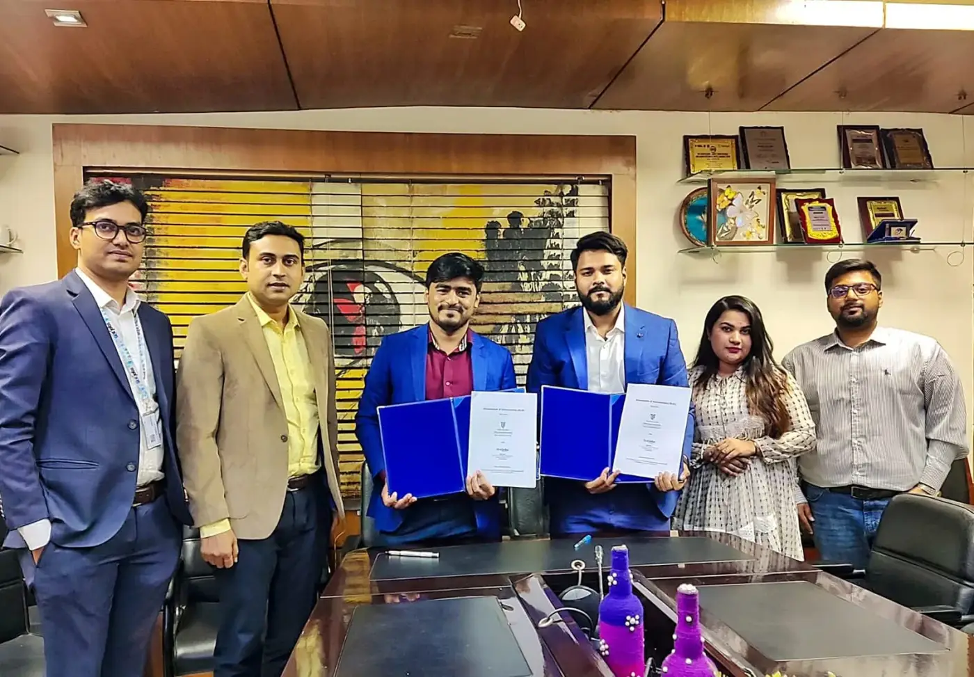 The Daffodil International University MoU group with certificates